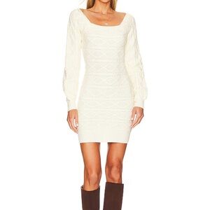 MORE TO COME Simone Cable Knit Sweater Dress Cream